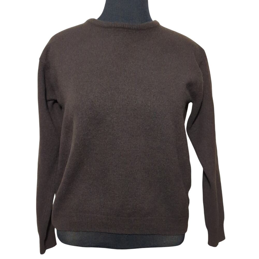 Woolovers Pure New Wool Brown Crew Neck Sweater Pullover Unisex L